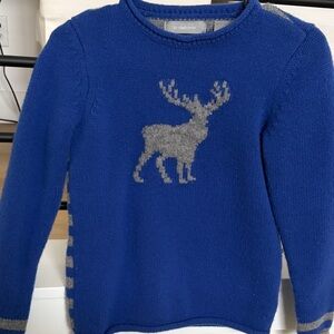 Liz Claiborne Blue Sweater with Gray Deer Design